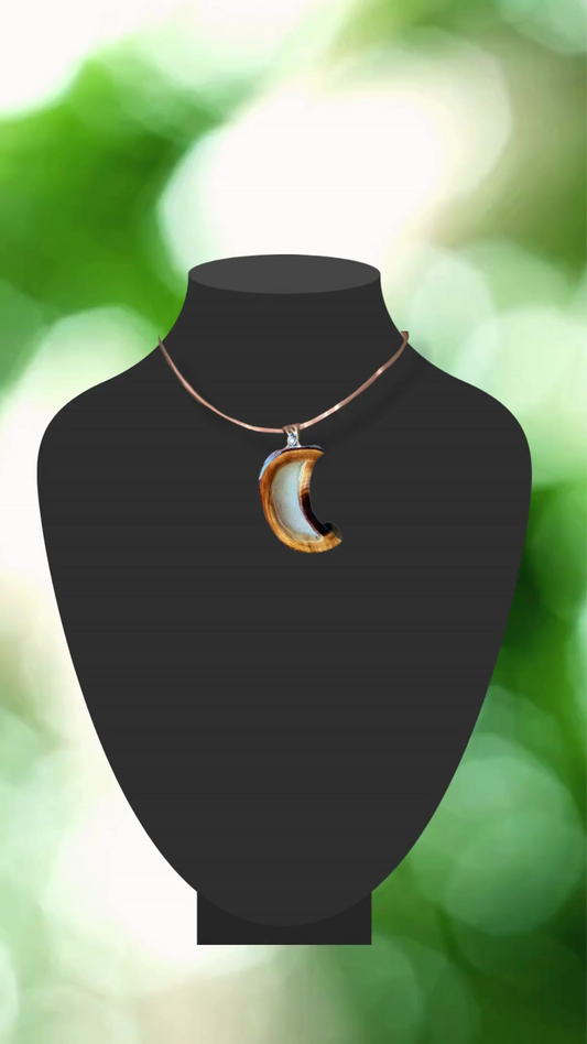 Custom Resin  Cresent Moon Cedar Inlay Handmade Pendant